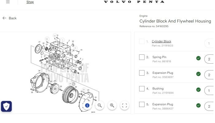 Volvo Penta parts diagrams